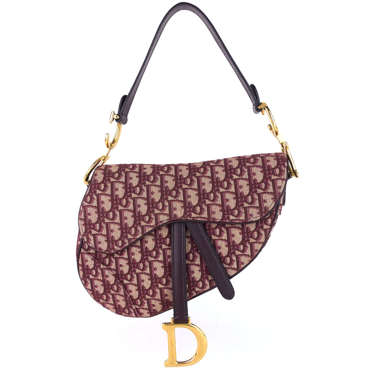 red oblique jacquard saddle bag