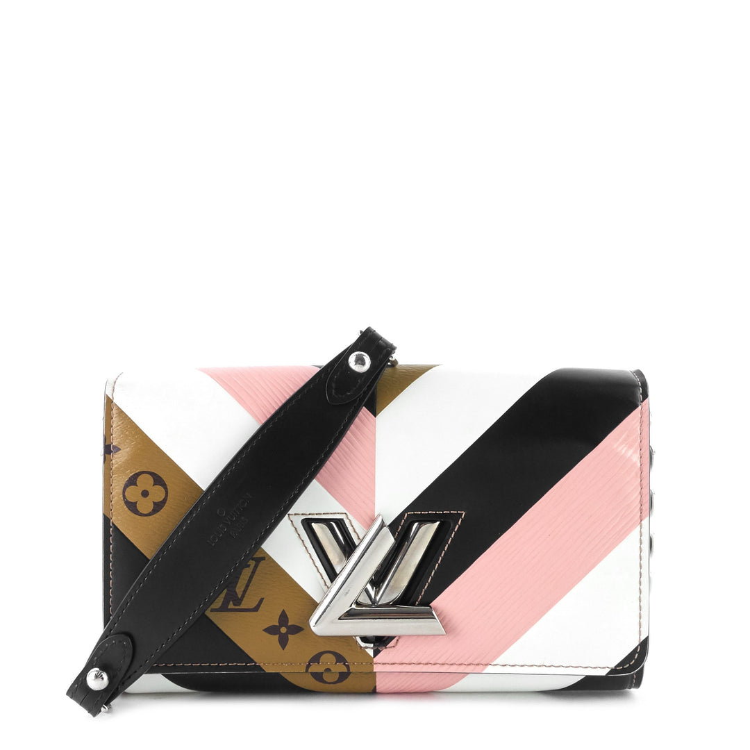 twist leather and reverse monogram wallet on chain bag