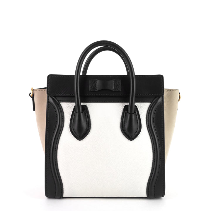 luggage nano tricolor calfskin and suede bag