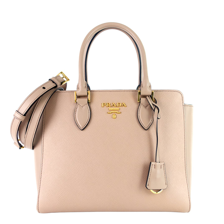 Top Handle Saffiano and Soft Calfskin Leather Tote Bag
