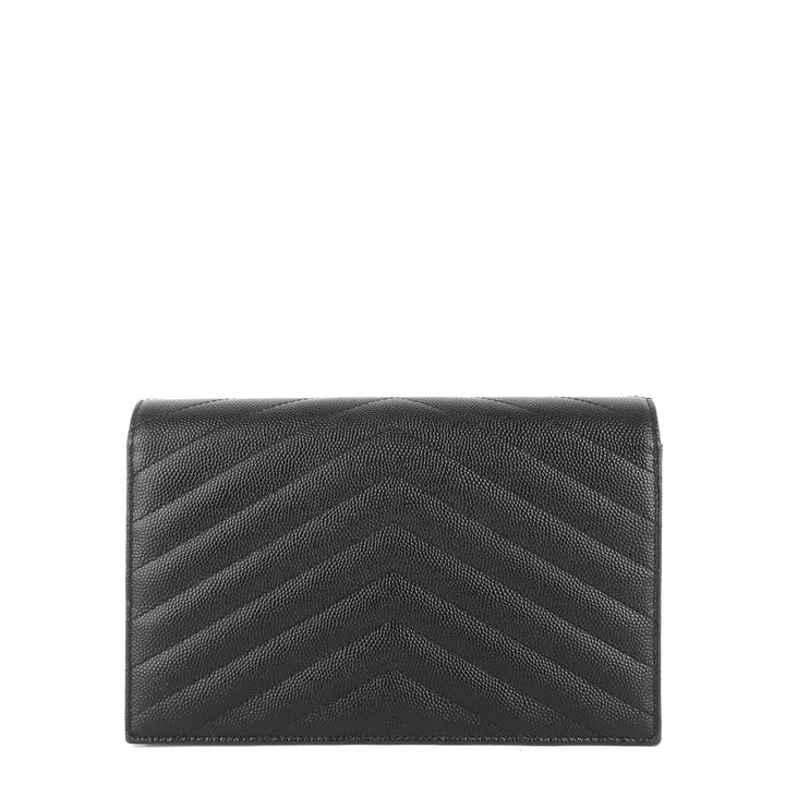 matelassé saffiano leather small wallet on chain woc
