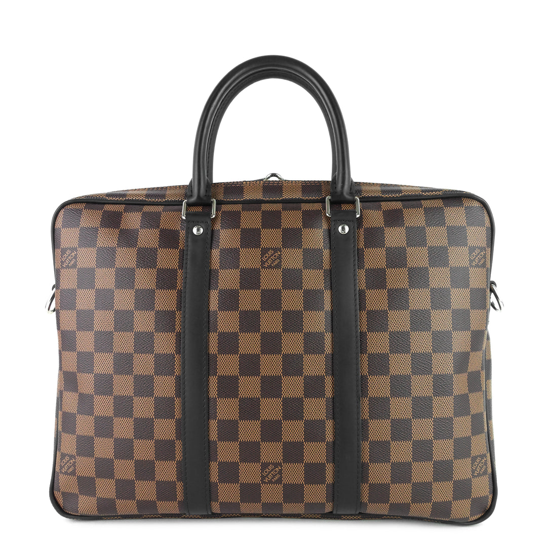porte-documents voyage pm damier ebene canvas briefcase bag