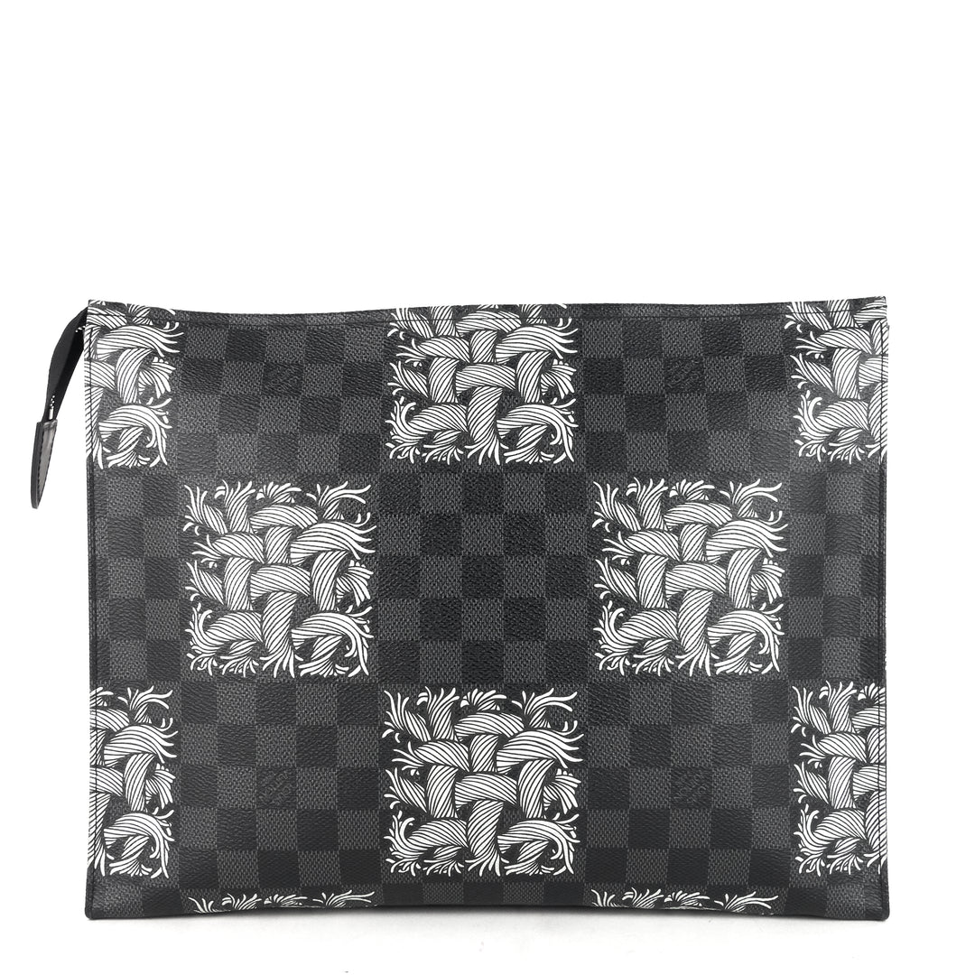 pochette voyage rope damier graphite canvas clutch bag