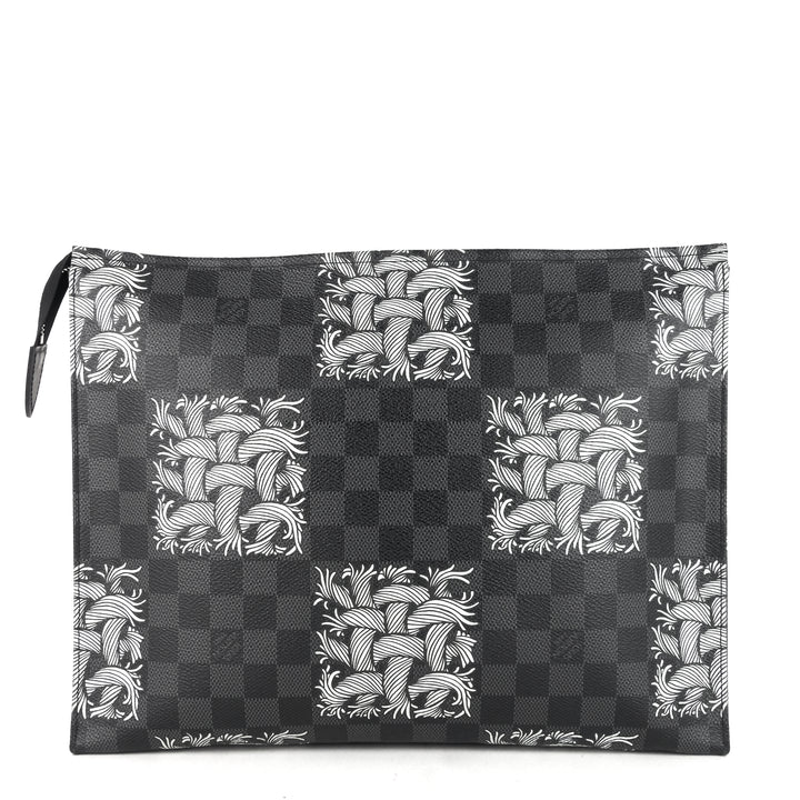 pochette voyage rope damier graphite canvas clutch bag