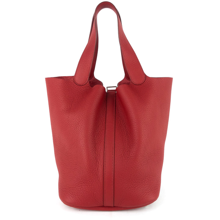 picotin lock gm clemence leather tote bag