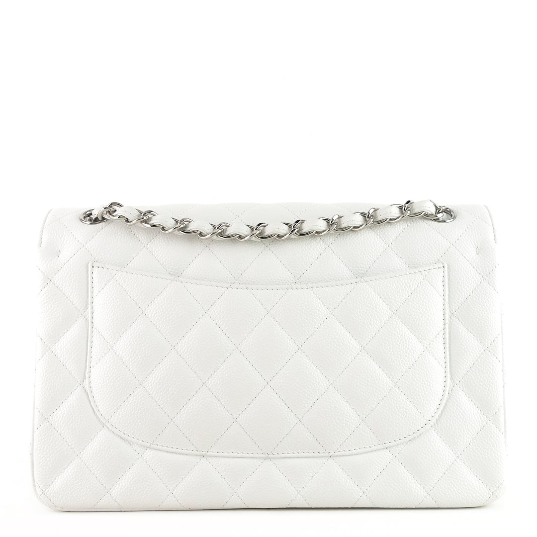 double flap jumbo caviar leather shoulder bag