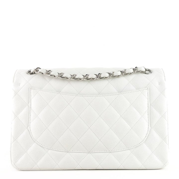 double flap jumbo caviar leather shoulder bag