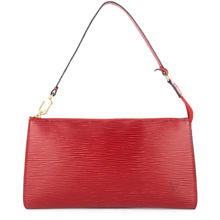 pochette accessoires red epi leather handbag