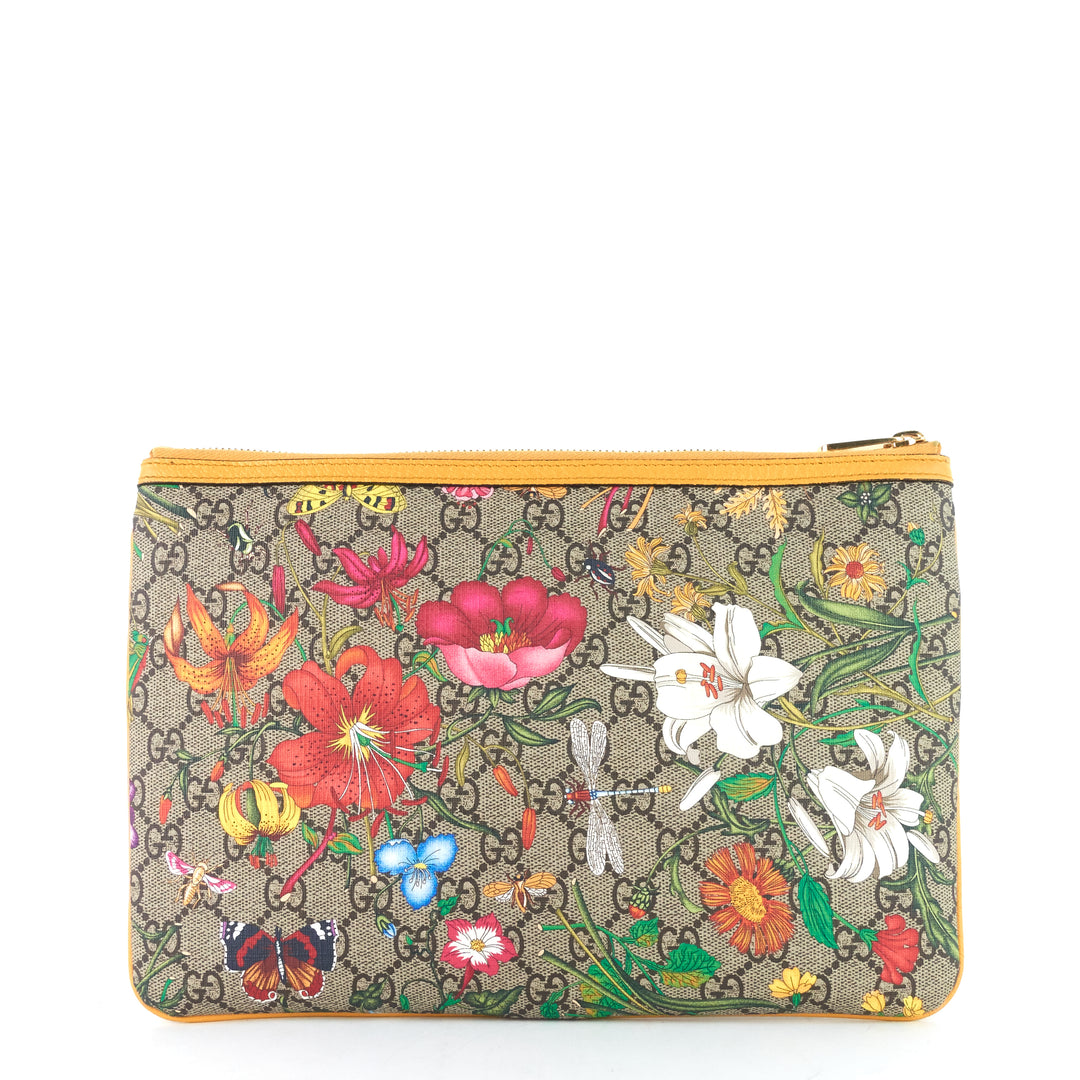 ophidia floral gg supreme large clutch bag
