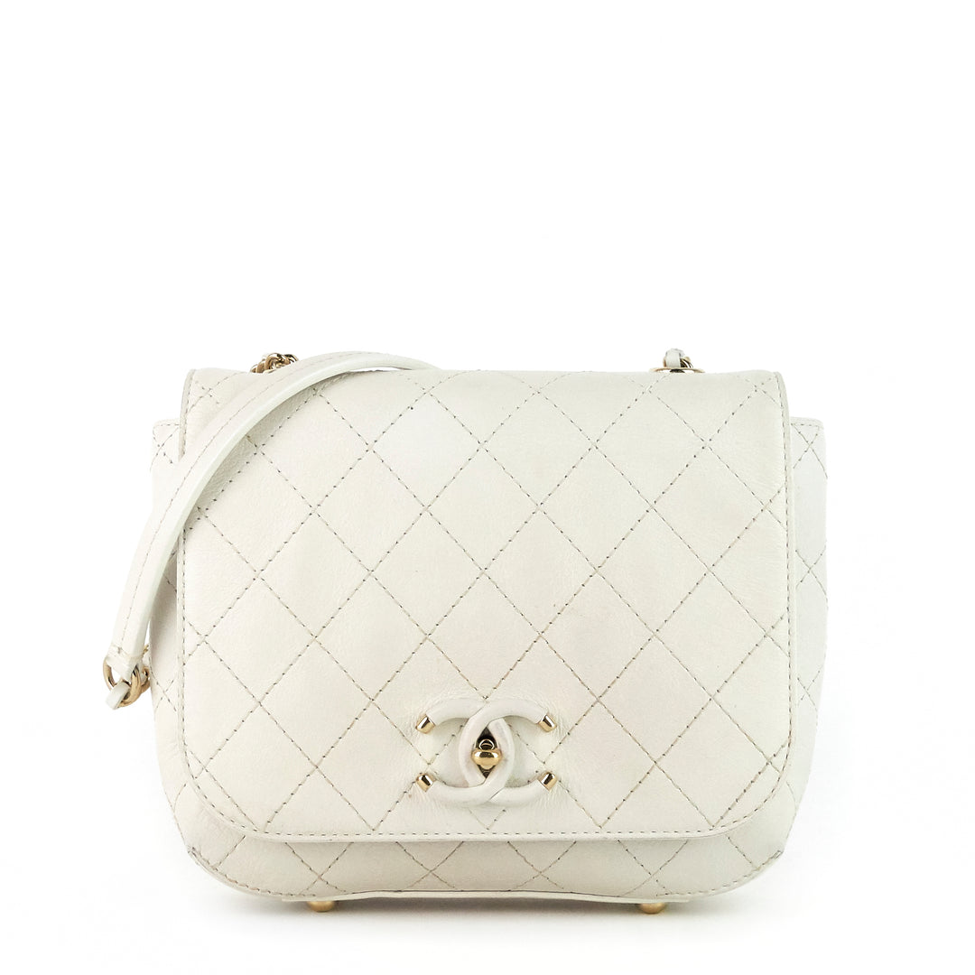 quilted leather small flap bag