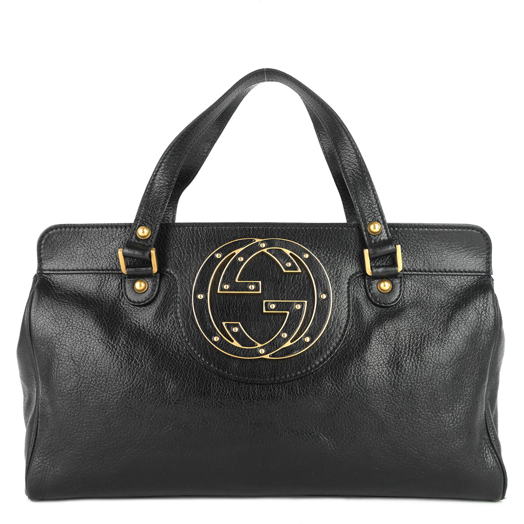 blondie leather monogram logo handbag