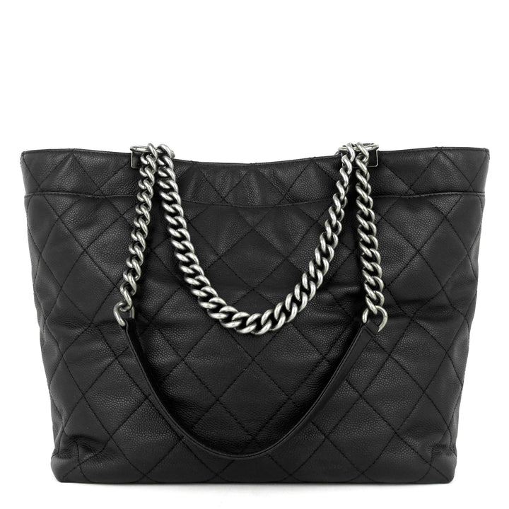 shopping in chains large calf leather bag