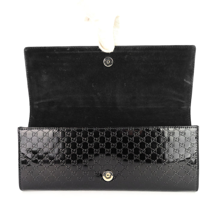 micro-guccissima patent leather broadway clutch bag