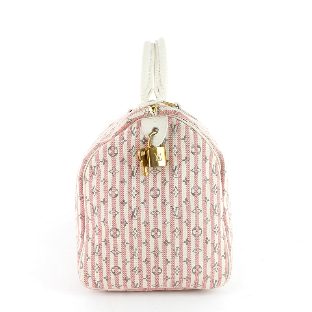 Louis Vuitton Pink & White Monogram Mini Lin Croisette Speedy 30