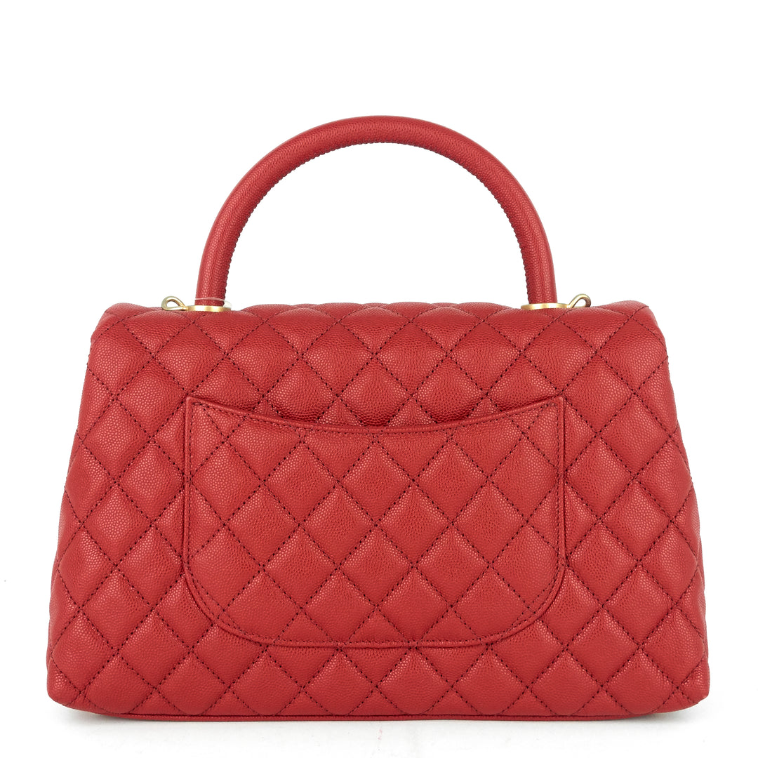 coco top handle small caviar leather bag