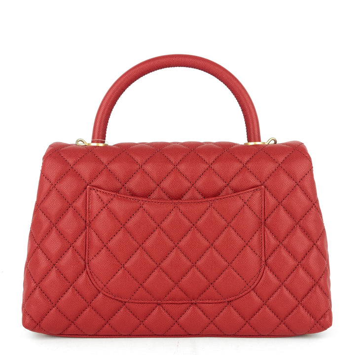 coco top handle small caviar leather bag