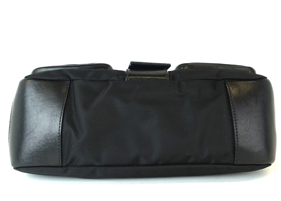tessuto nylon and leather buckle bag