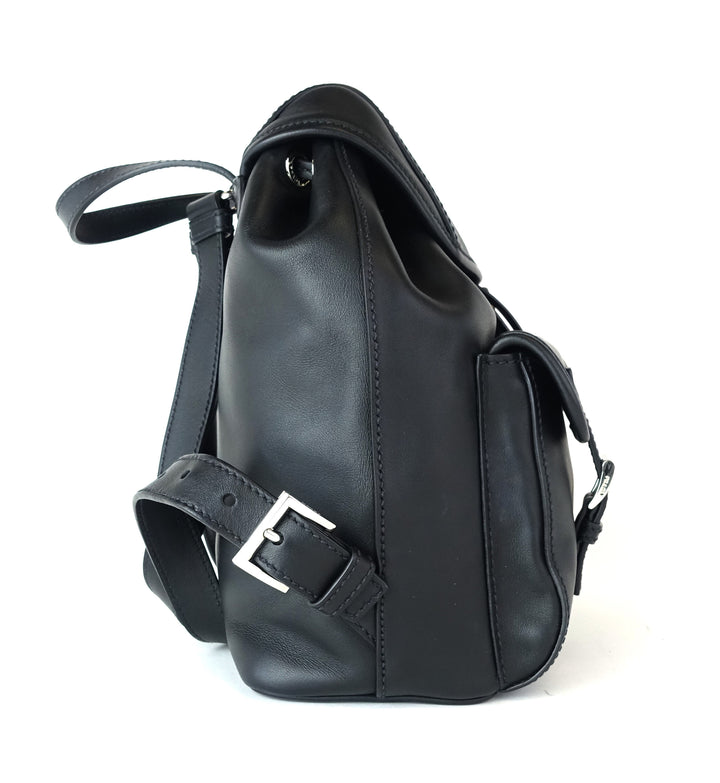 smooth calf leather triple flap backpack bag