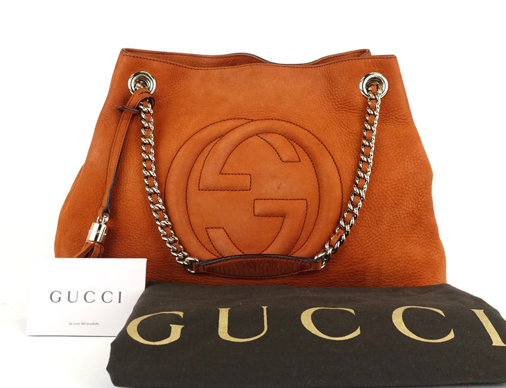 soho chain strap nubuck leather handbag