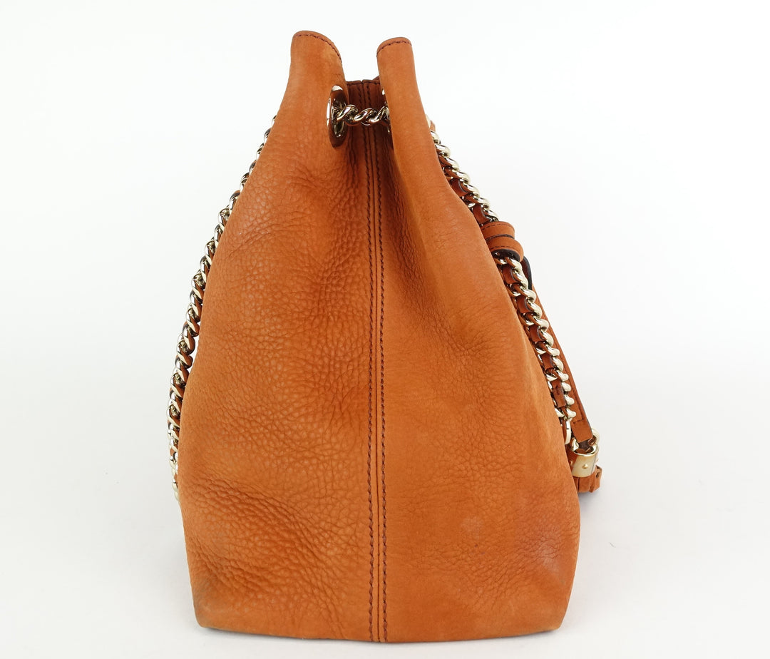soho chain strap nubuck leather handbag