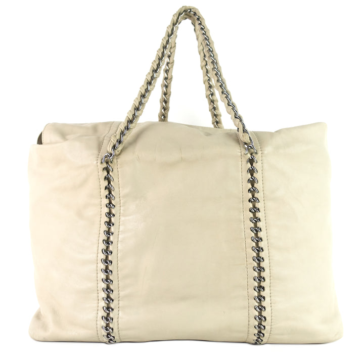 modern chain zip leather tote bag