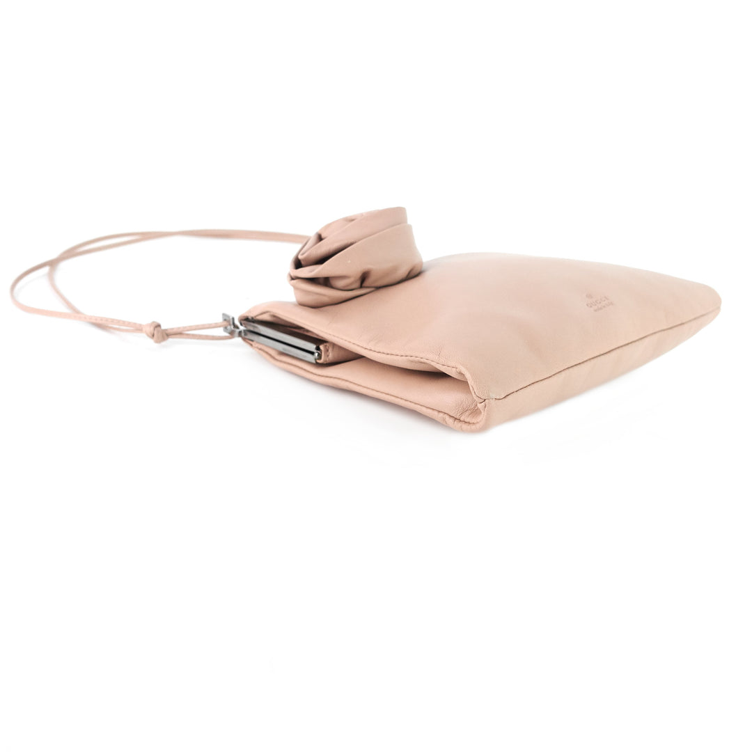 rosette lambskin leather clutch bag