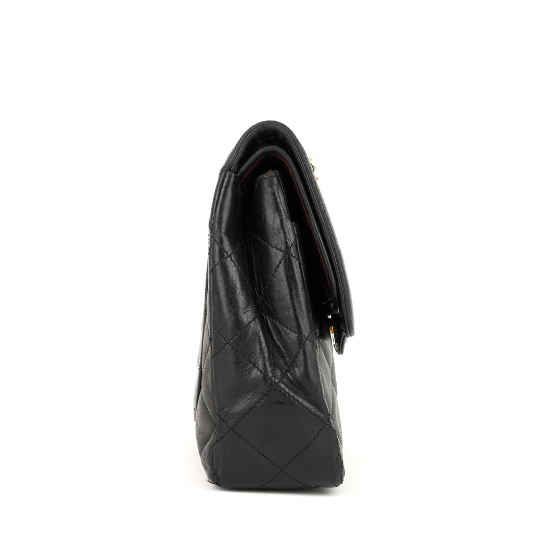 paris limited edition double flap lambskin leather bag