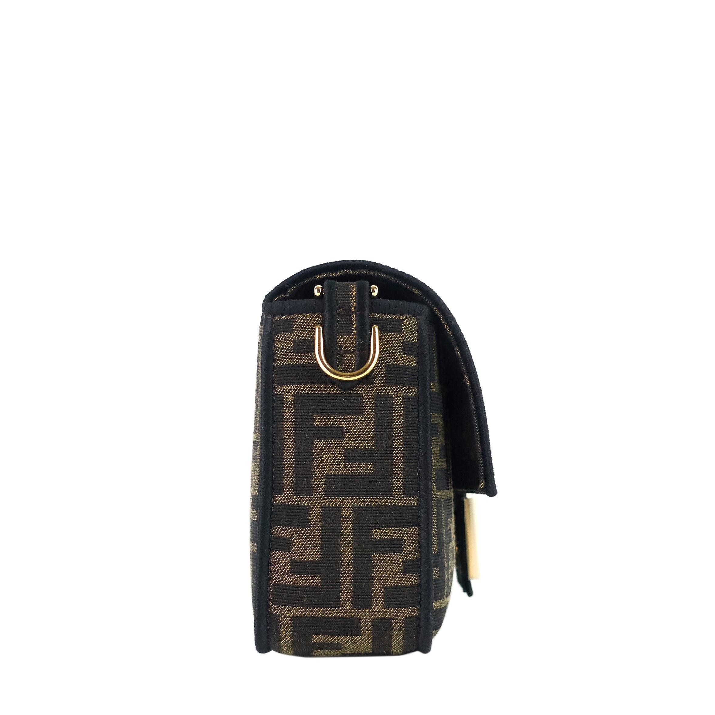 Fendi 1974 Medium Tobacco Moro Jacquard FF Canvas Baguette Bag