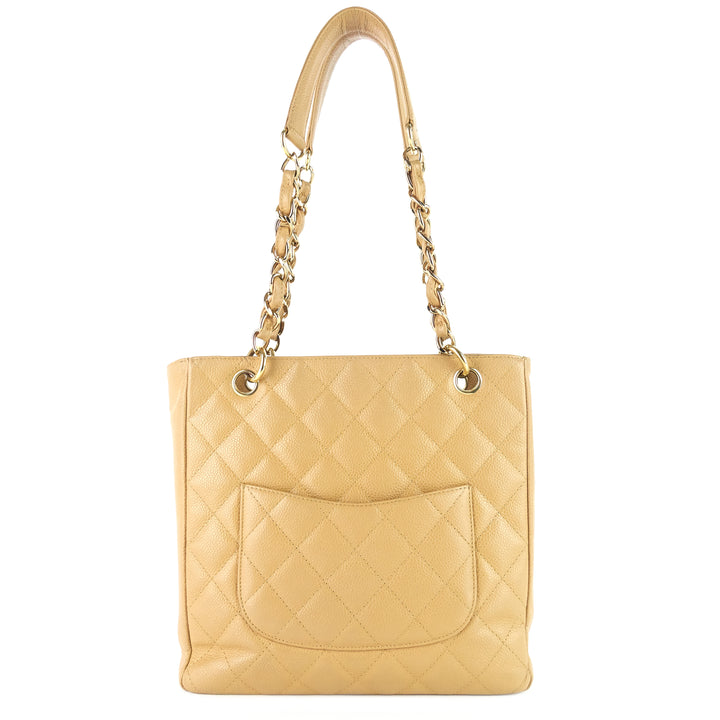 petite shopping tote quilted caviar leather bag