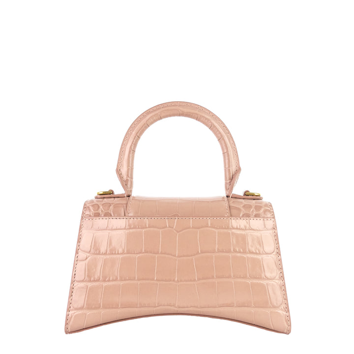 Hourglass XS Croc Embossed Leather Top Handle Bag
