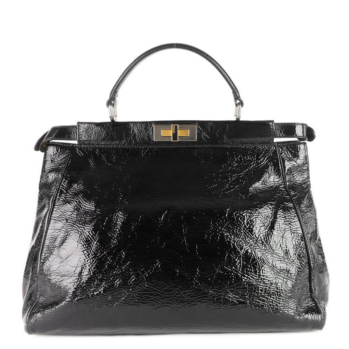 peekaboo large crinkled patent leather bag