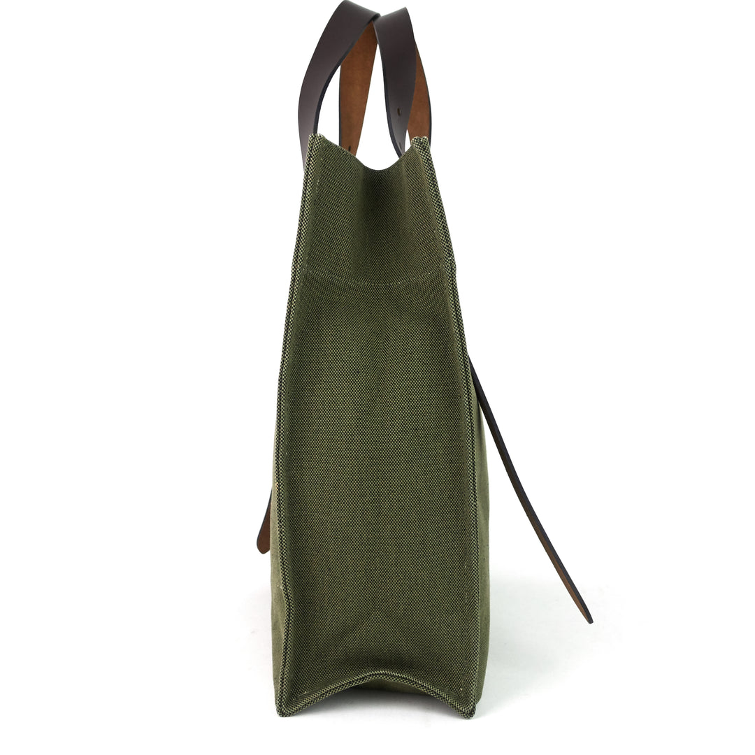 etriviere canvas and vache natural leather tote bag