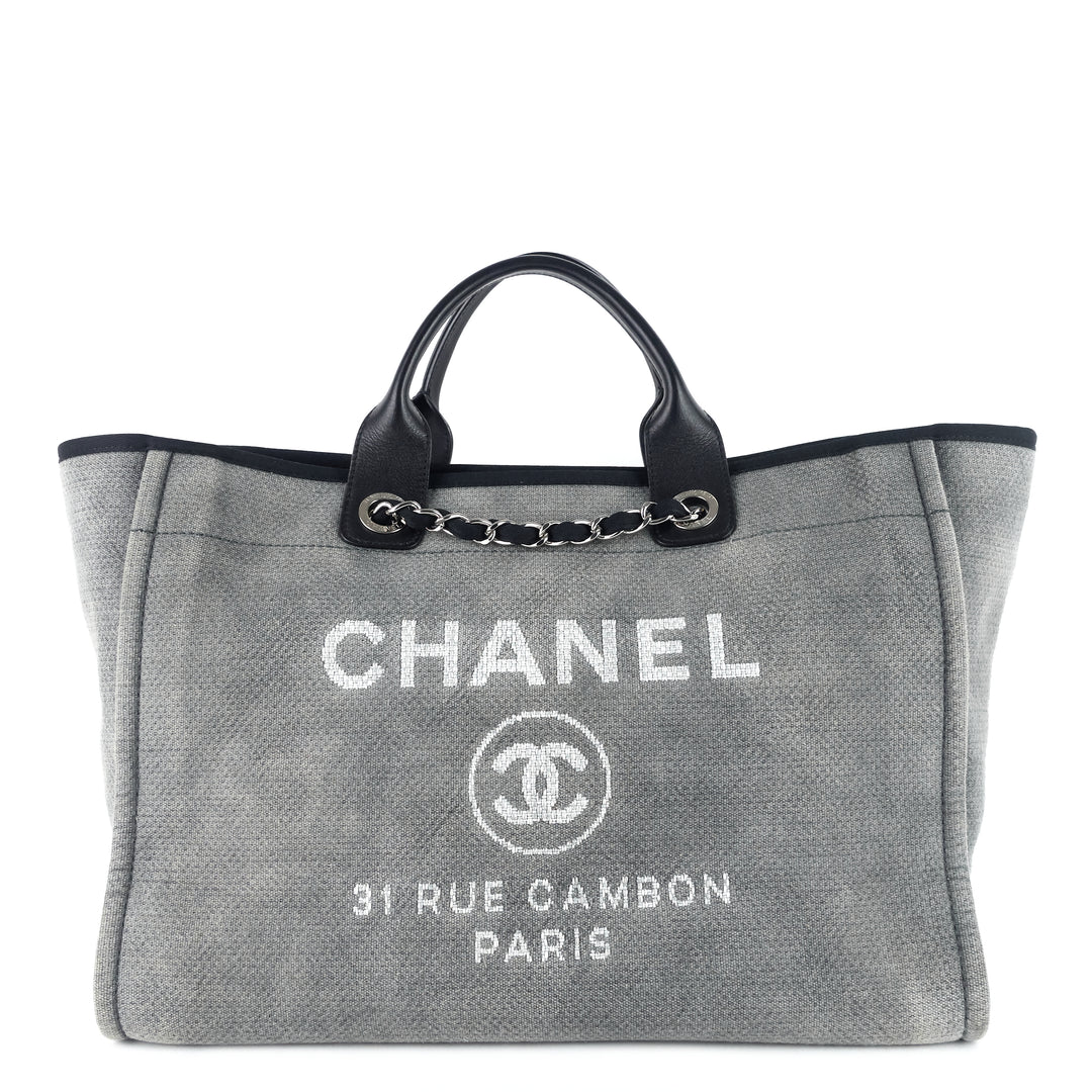 Chanel Grey Fabric Medium Deauville Tote Chanel