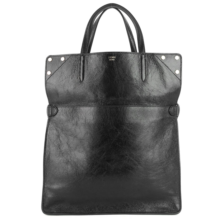 grace calfskin leather and suede flip tote bag