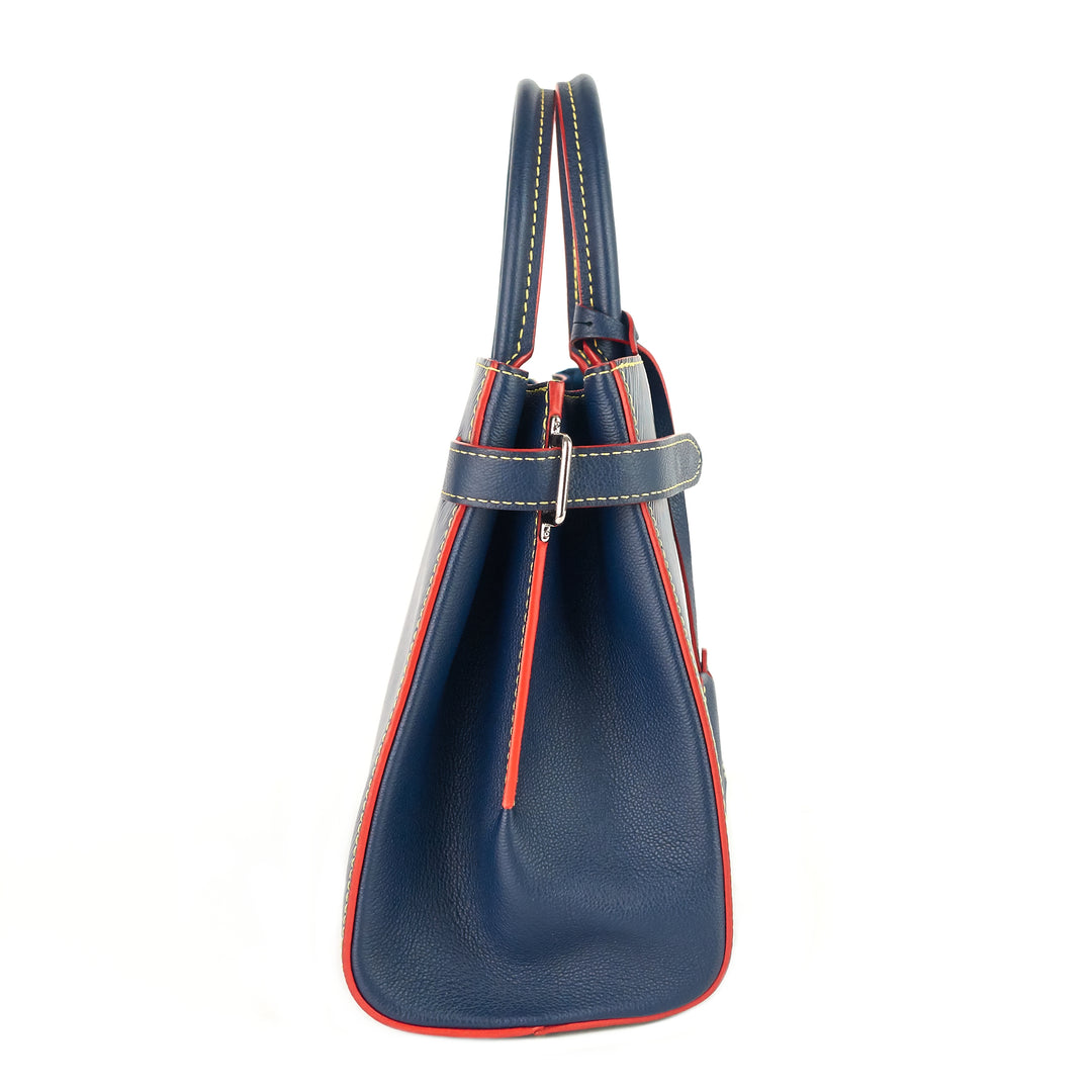 twist blue epi leather tote bag