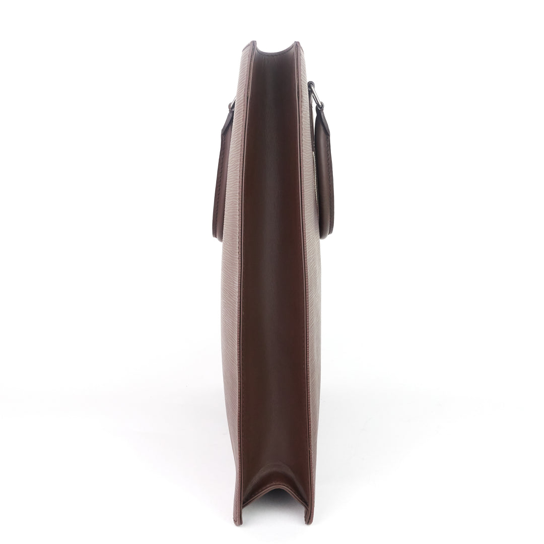 sac plat gm brown epi leather bag