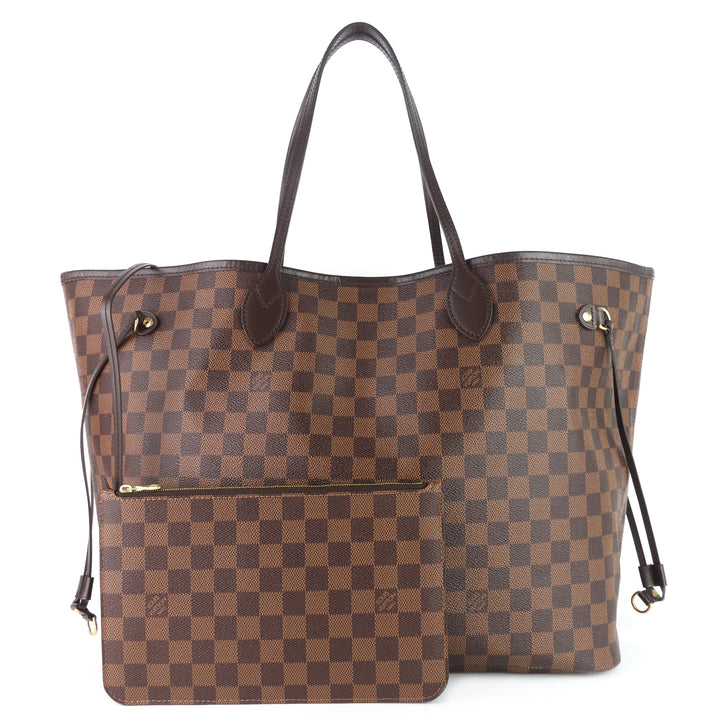 neverfull gm with pouch damier ebene tote bag
