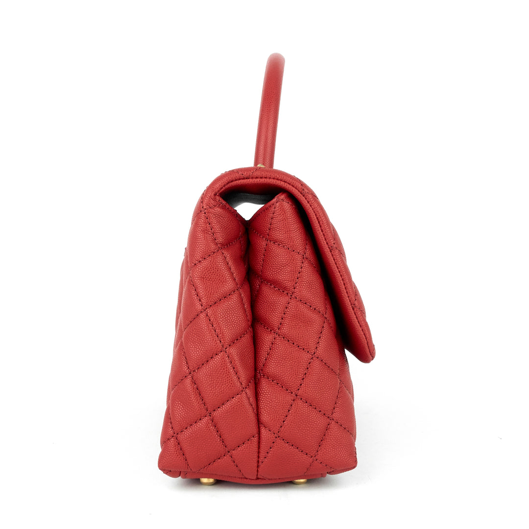 coco top handle small caviar leather bag