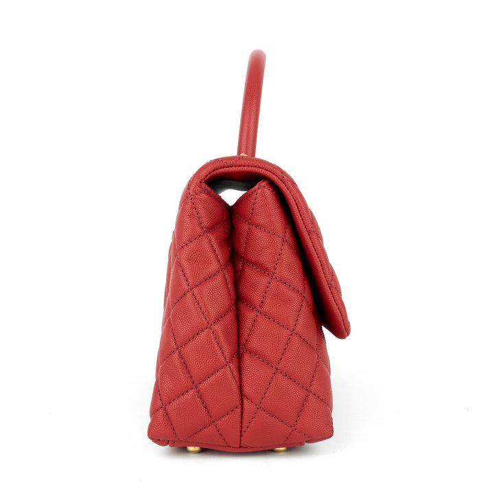 coco top handle small caviar leather bag