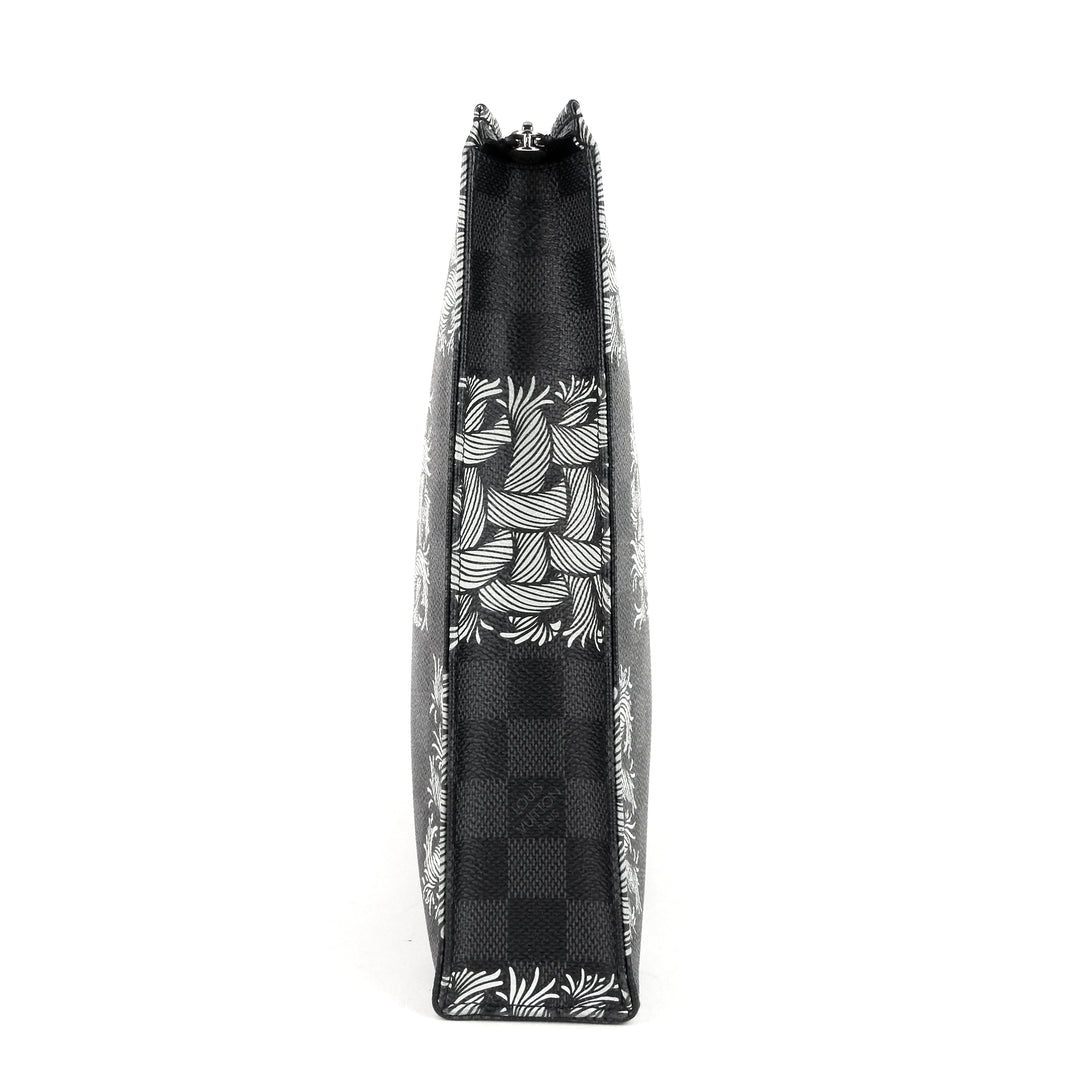 pochette voyage rope damier graphite canvas clutch bag