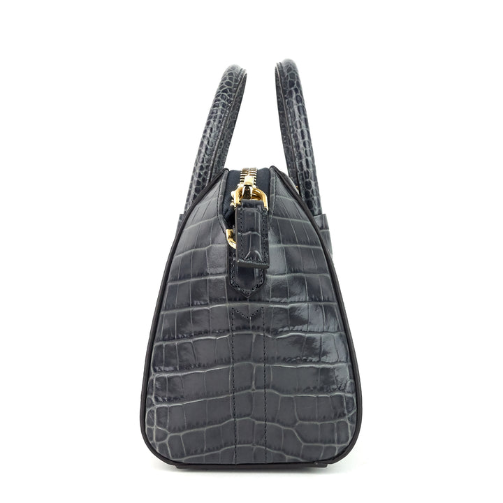 antigona mini croc embossed leather bag with strap