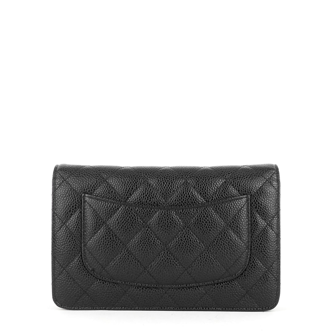 woc pebbled caviar leather wallet on chain bag