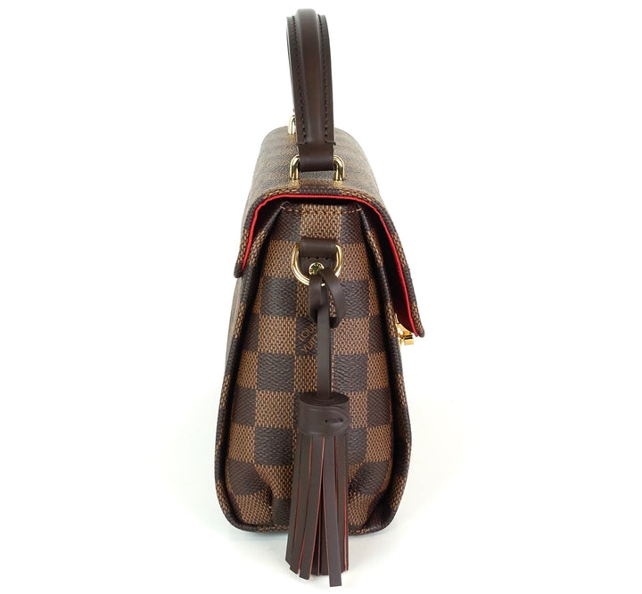 croisette damier ebene canvas handbag with strap
