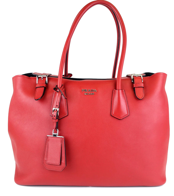 calf leather buckle tote bag