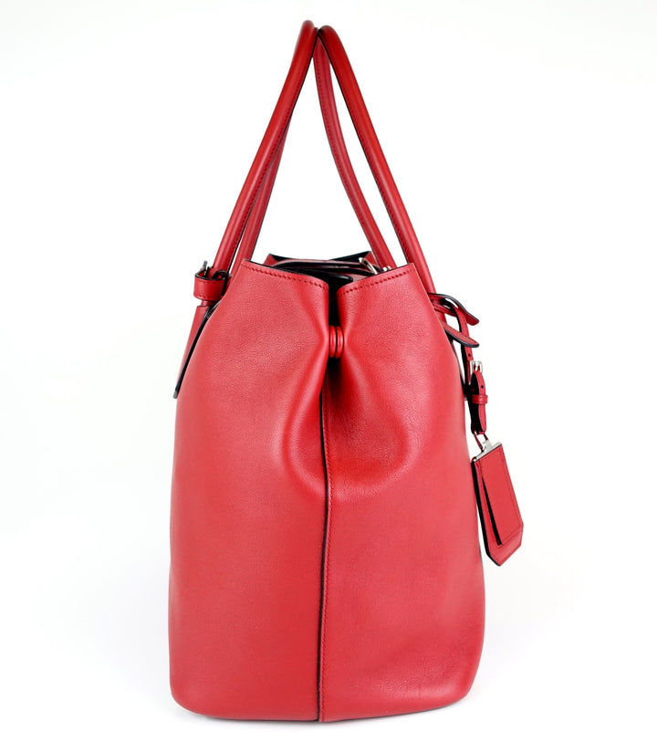 calf leather buckle tote bag