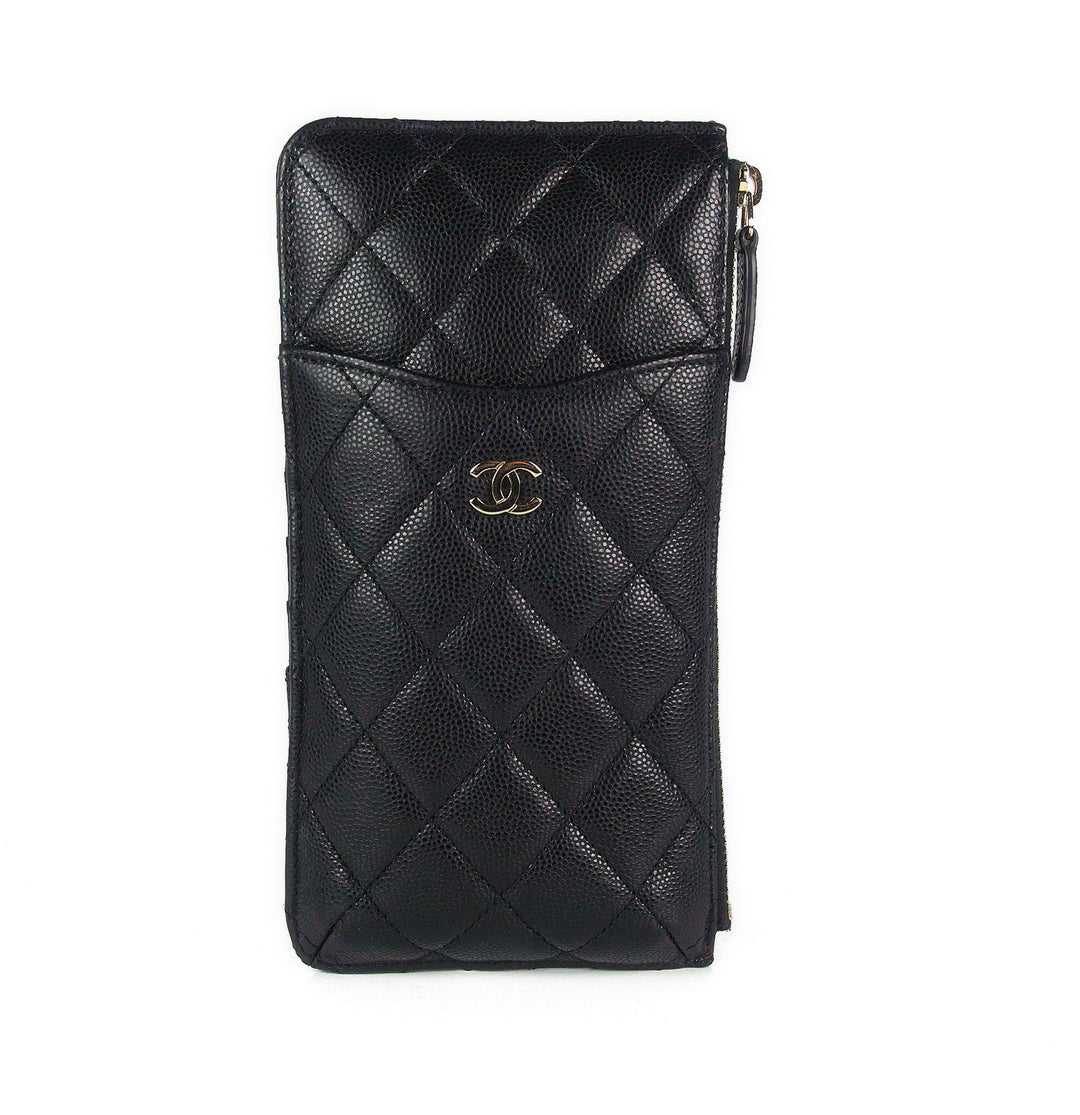 quilted caviar leather classic flat wallet
