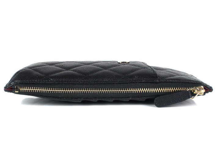 quilted caviar leather classic flat wallet