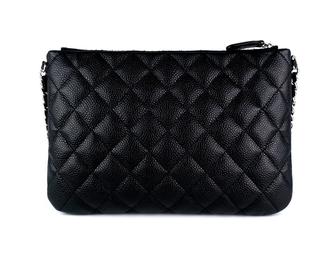 iridescent quilted caviar leather daily zip bag