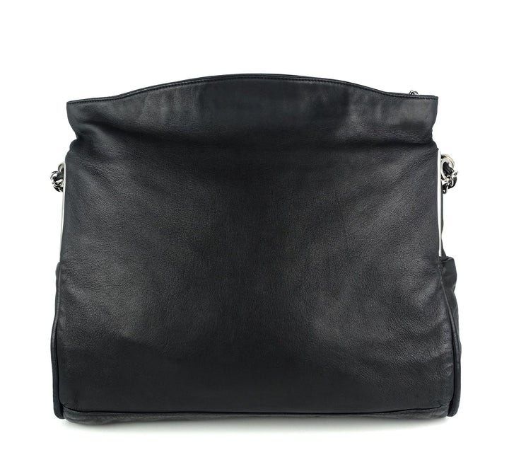 smooth lambskin leather cc pull tab tote bag