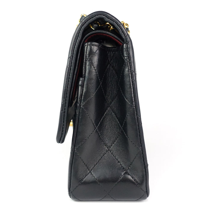 double flap quilted lambskin leather shoulder bag